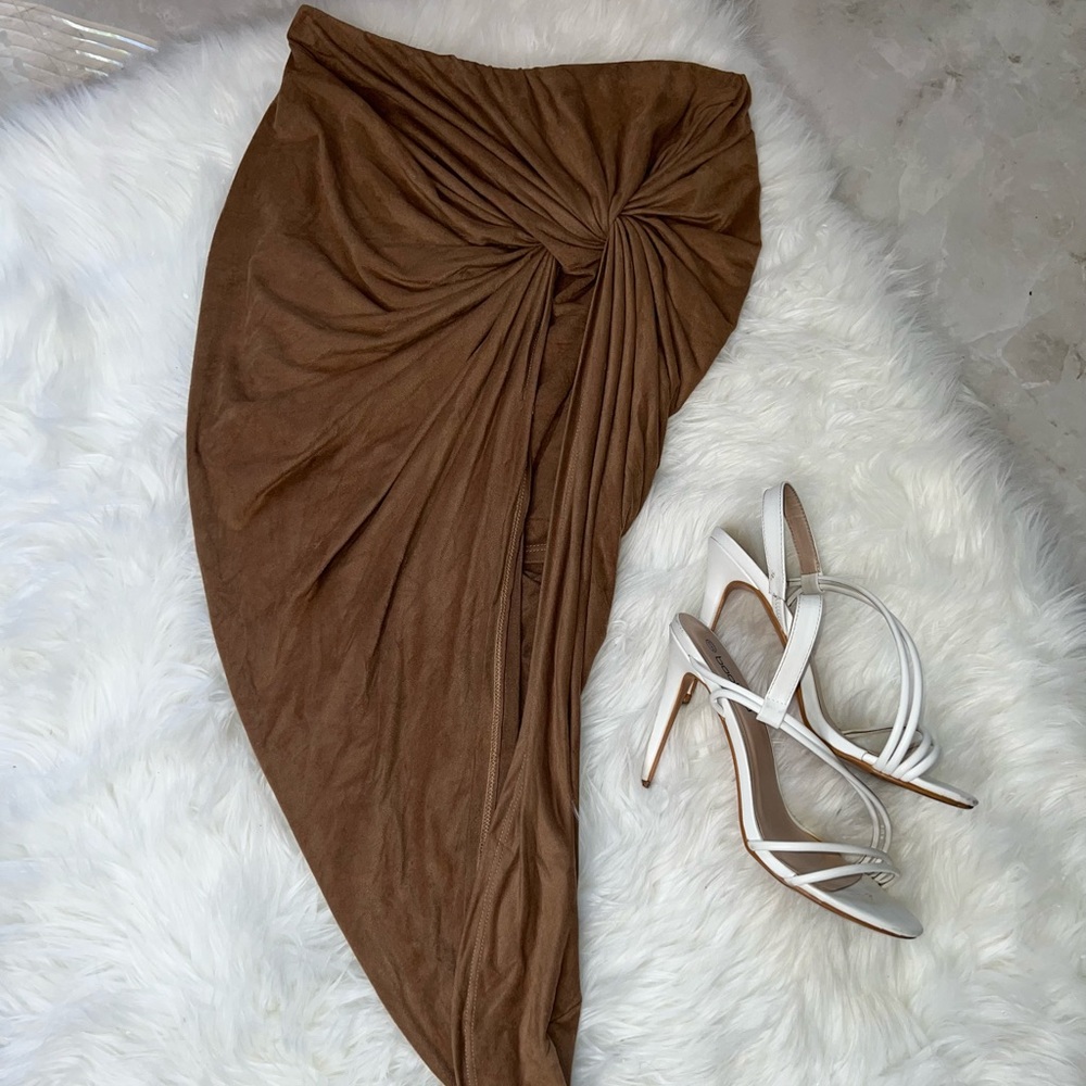 Suede Symmetrical Knotted Skirt
